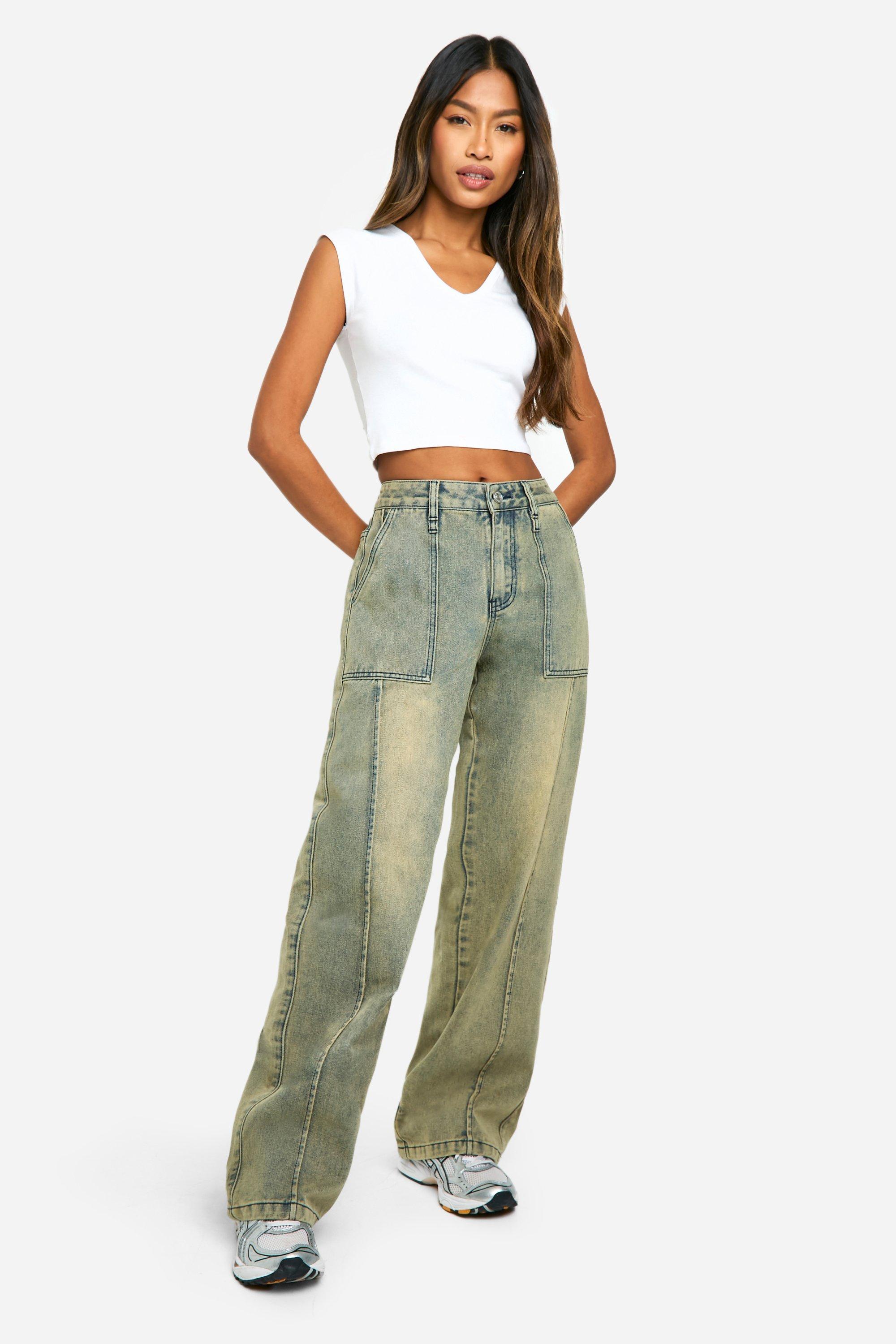 Vintage Dirty Wash Seam Detail Skater Jean | boohoo USA Vintage Dirty Wash Seam Detail Skater Jean | boohoo USA